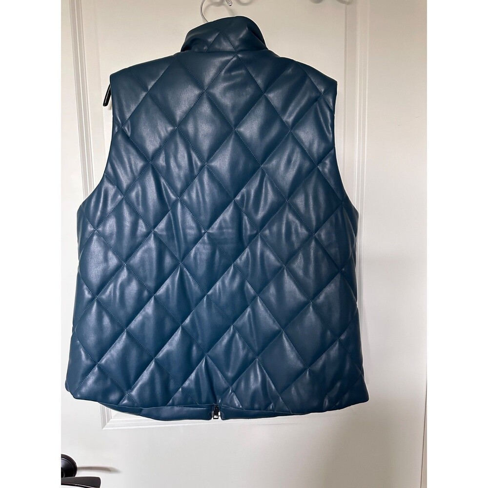 Chico’s Deep Teal Faux Leather Vest Chico’s 2 (Large / US 12) NWOT - Picture 3 of 9